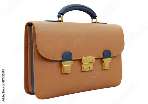 Elegant Tan Leather Briefcase Business Bag Professional Portfolio Attache Case