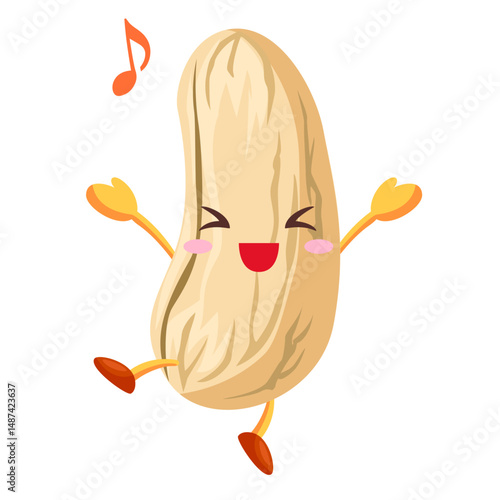 とても喜ぶかわいいカシューナッツのキャラクター