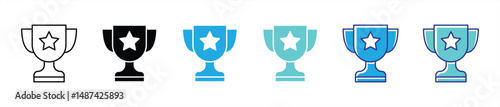 trophy icon set. containing celebrating excellence, achievement, victory thin line and color style icon for your app and web symbol sign. vector illustration