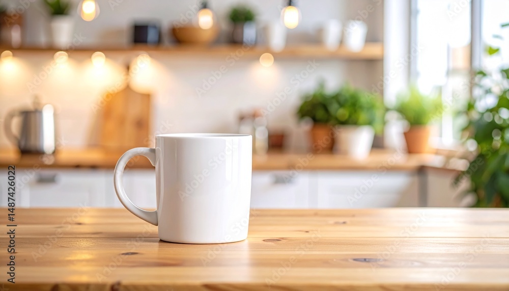 Obraz premium シンプルな朝食:白いマグカップCustom AI Model