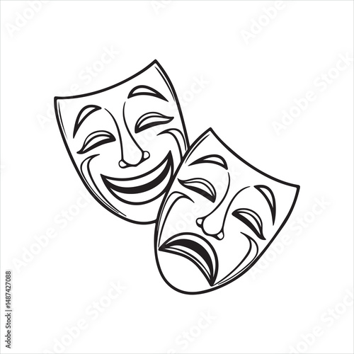Comedy and Tragedy Theatre Masks Icon