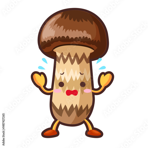焦るかわいいマツタケのイラスト