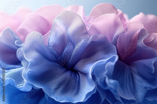 Dreamy Periwinkle and Sky Blue Fabric Petals Blend Beautifully, Creating a Soft, Ethereal Scene That Evokes Tranquility and Calmness