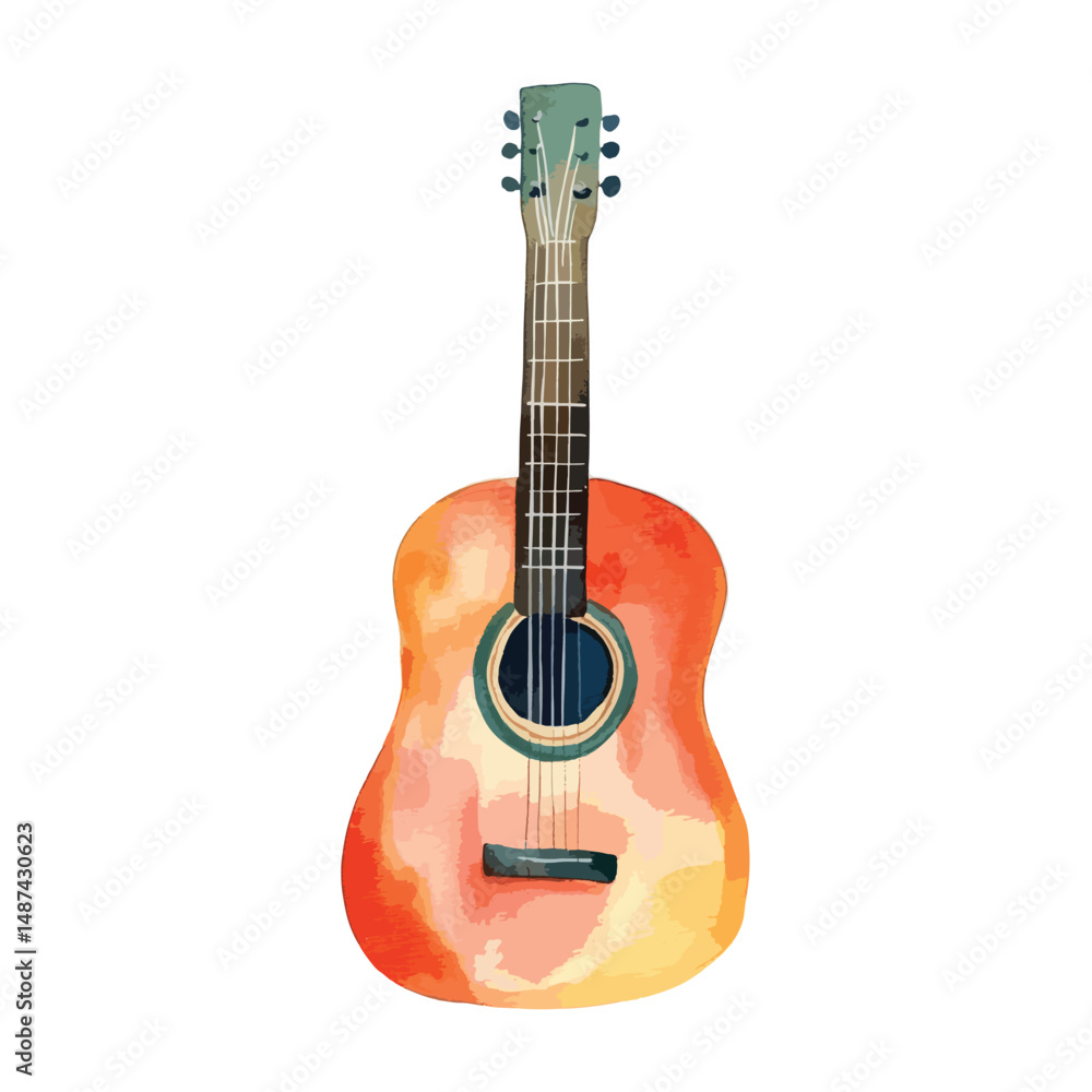 Obraz premium watercolor illustration of Guitar clipart isolated