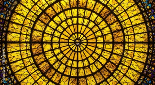 Yellow Circular Glass Ceiling Pattern