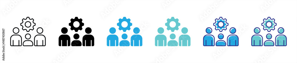 teamwork icon set. containing collaboration, productivity, and shared innovation for modern workflows thin line and color style icon symbol sign. vector illustration teamwork icon set. containing collaboration, productivity, and shared innovation for modern workflows thin line and color style icon symbol sign. vector illustration