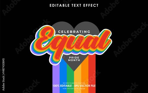 Editable equal pride month text effect