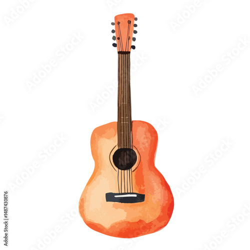 watercolor illustration of Guitar clipart isolated