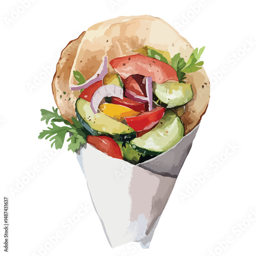 watercolor illustration of Gyros clipart isolated