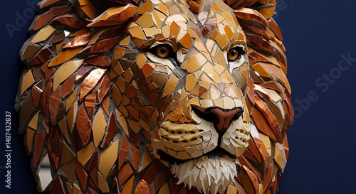 Mosaic Lion Head Art