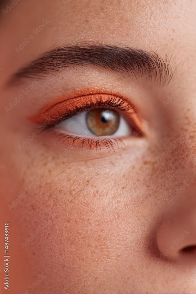 Obraz premium modern makeup close-up showcasing bold eyeliner on vibrant eyes with minimalist design