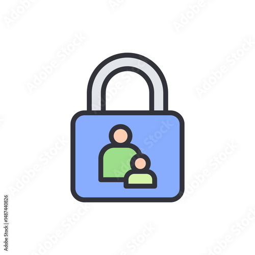 Family Protection And Safety Symbol Padlock Security Concept Illustration