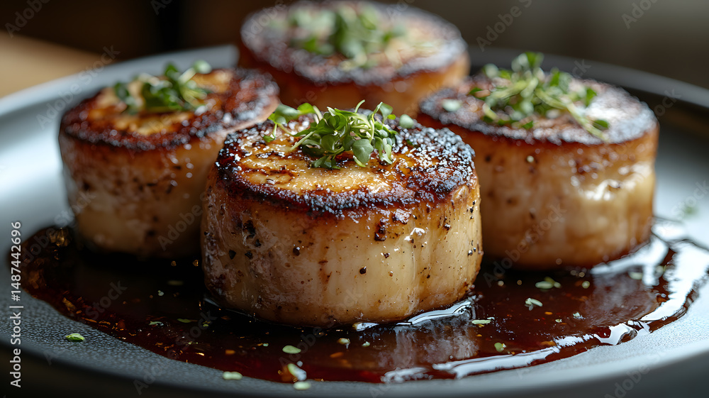 Pan seared scallops gourmet dish delicious food Pan seared scallops gourmet dish delicious food