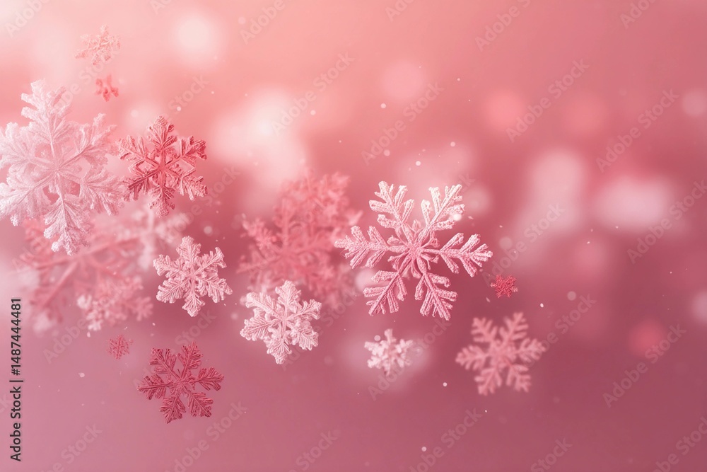 Delicate Snowflakes Dance on a Dreamy Pink Backdrop Filled With Soft Bokeh Lights Generative AI Delicate Snowflakes Dance on a Dreamy Pink Backdrop Filled With Soft Bokeh Lights Generative AI