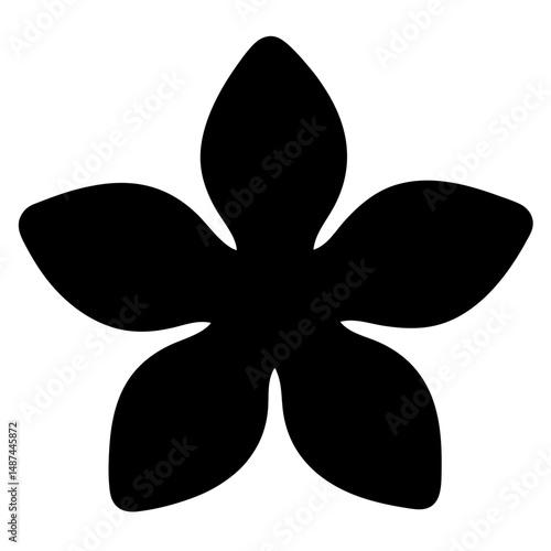 Simple minimalist black and white five petal flower blossom illustration graphic