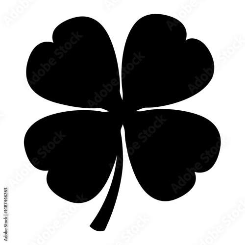Stylized black four leaf clover a symbol of Irish St Patrick's Day