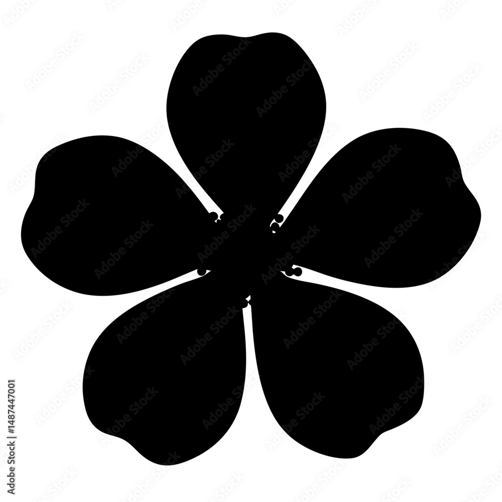 Fototapeta premium Bold Silhouette of a Five Petaled Flower Against a White Background