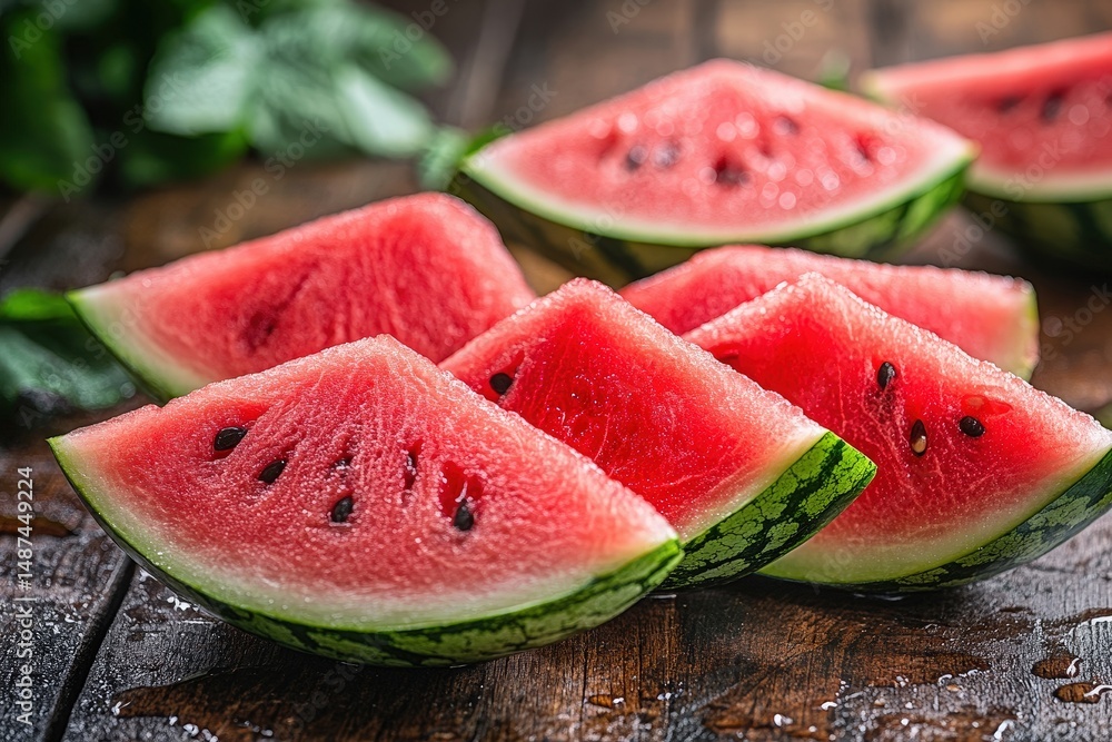 Refreshing Watermelon Slices Arranged on a Picnic Table During a Sunny Afternoon Gathering Refreshing Watermelon Slices Arranged on a Picnic Table During a Sunny Afternoon Gathering