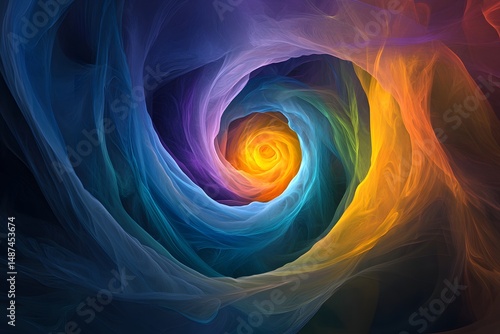 Abstract Spiral of Light Colorful Digital Art Background for Creativity