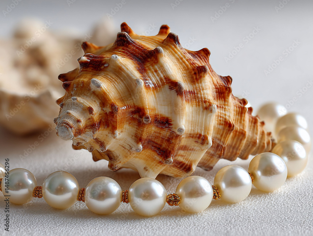 Obraz premium Seashells and pearls oceanic elegance