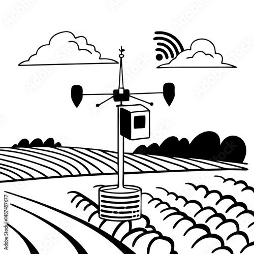 Smart farm weather station icon vector.