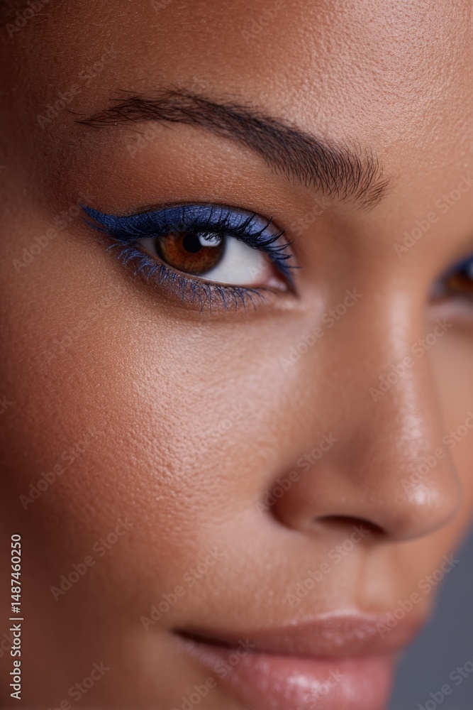 Obraz premium modern makeup close-up showcasing bold eyeliner on vibrant eyes with minimalist design
