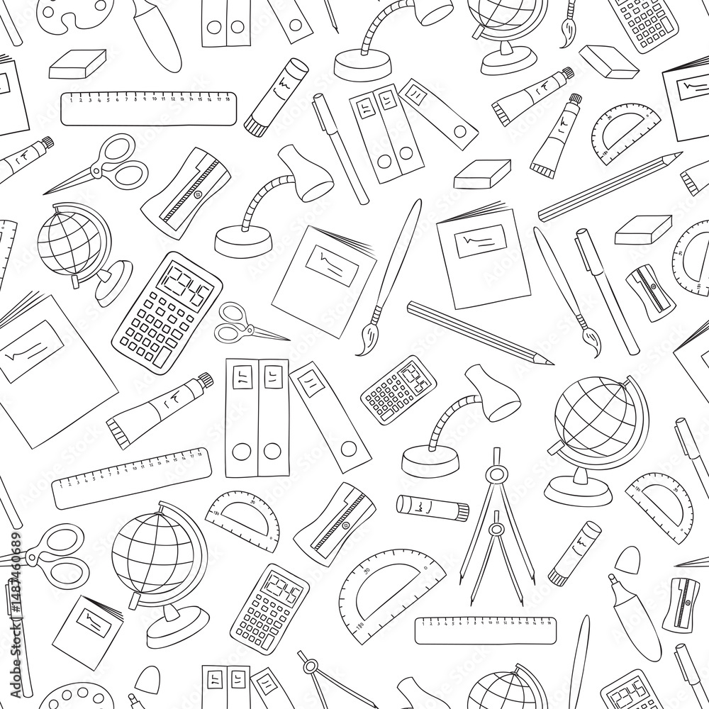 Black school icons texture/pattern on transparent background Black school icons texture/pattern on transparent background