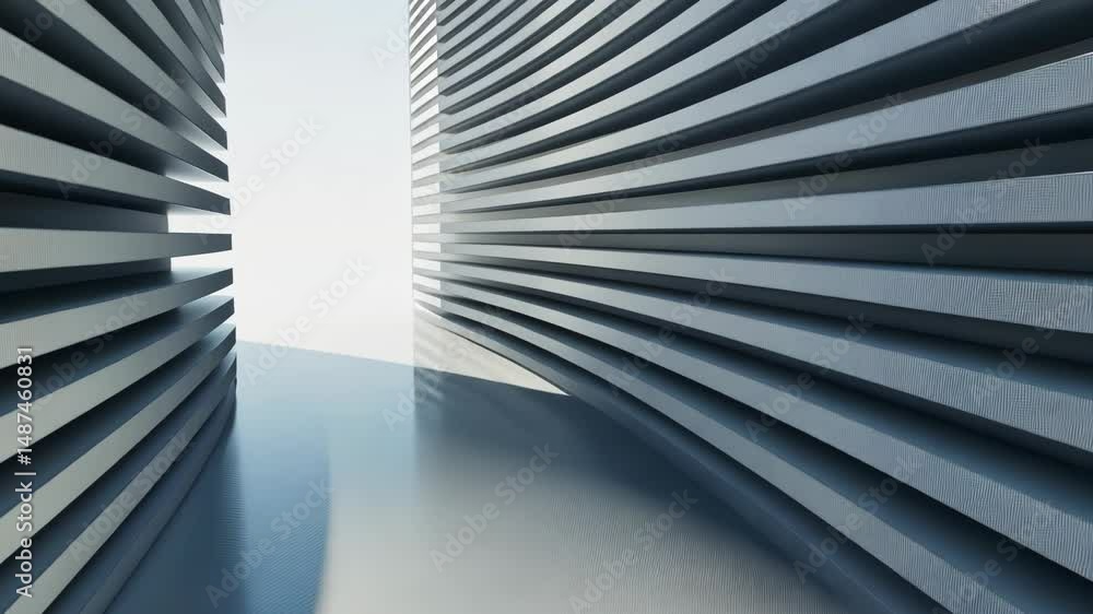 Modern, metallic architectural interior