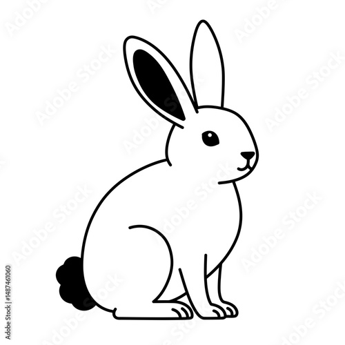 Arctic Hare Illustration: A simple yet charming illustration of an arctic hare, sitting peacefully. The hare is depicted in black and white, with its characteristic fluffy tail.