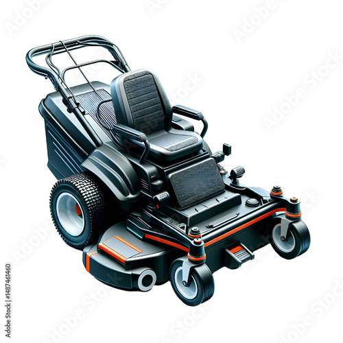 Zero-turn lawn mower lawn care logo 3D icon isolated on a white background