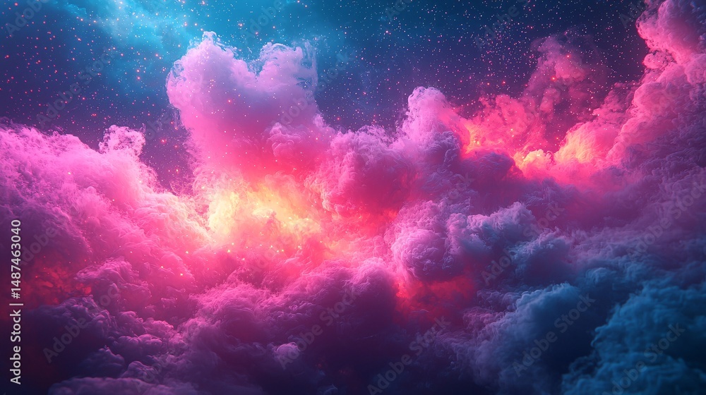 Fototapeta premium Pink blue nebula background