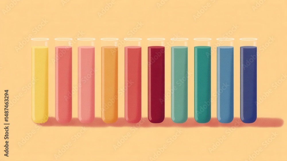 Fototapeta premium Colorful Test Tubes With Liquid Samples on Bright Background for Science