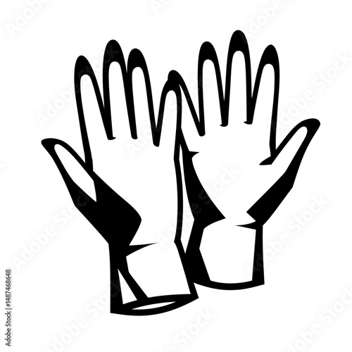 Protective Hand Wear: A simple line drawing portrays a pair of protective gloves. The image focuses on essential hand wear, designed to shield hands and promote safety.