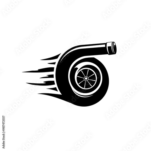 Turbocharged Power: A dynamic, black-and-white illustration of a high-performance turbocharger, symbolizing speed, power, and technological innovation.