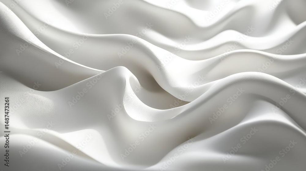 Fototapeta premium White Fabric Texture Soft Waves and Draped Folds