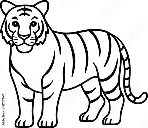 Canvas Print tiger outline icon vector on transparent background