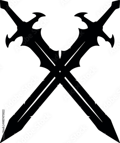 Swords vector black silhouette print design