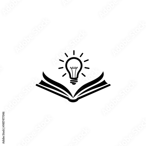 Spark of Knowledge: An open book illuminates an idea. A concept of learning, discovery, and inspiration in a simple and graphic depiction. 