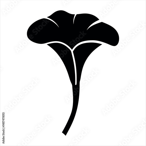 Stylized black chanterelle mushroom silhouette on a white background illustration vector