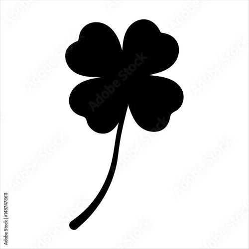 Silhouette of a Four Leaf Clover Symbolizing Luck and Irish Heritage