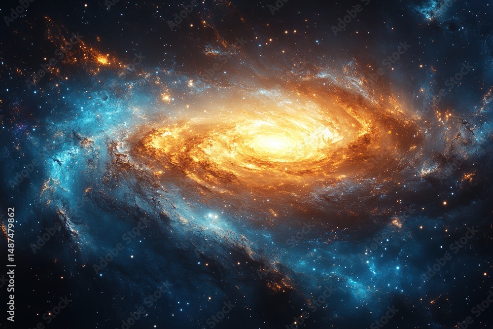 Obraz premium Distant Stars and Swirling Galaxies Create a Mesmerizing Cosmic Spectacle in the Vastness of Space