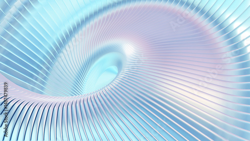 Abstract iridescent striped background, wavy purple blue stripes pattern, interesting spiral architectural minimal wallpaper.