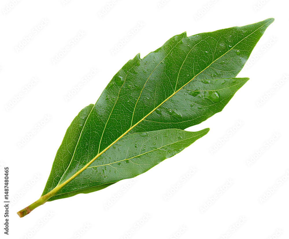 Obraz premium Fresh Bay Leaf Isolated with Herbal Elegance