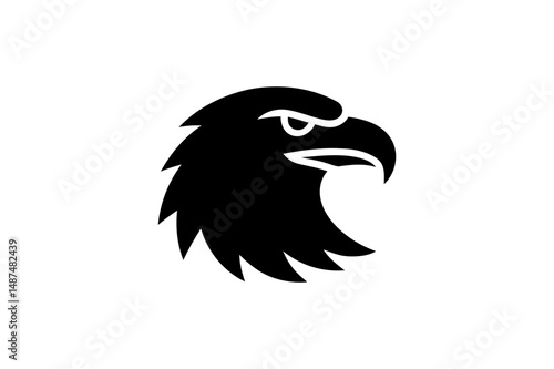 Eagle head logo design black and white illustration