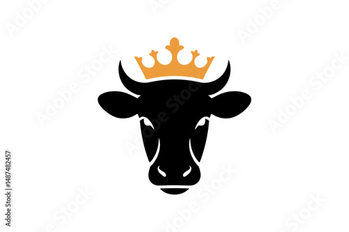 Cow head with crown logo design vector illustration