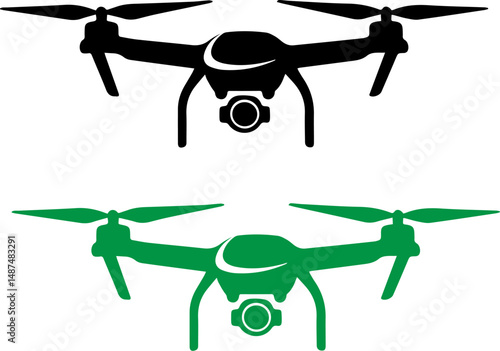 Vector art of Drone silhouette design for a fly icon