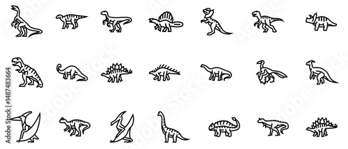 dinosaur  icons set. vector. editable