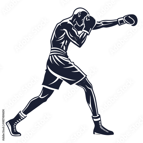 boxer punching pose vector silhouette