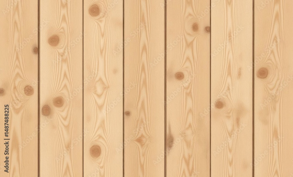 Light wooden planks with a natural finish, showcasing knots and wood grain patterns. Light wooden planks with a natural finish, showcasing knots and wood grain patterns.