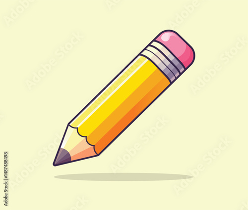 Cute cartoon pencil illustration on a light background